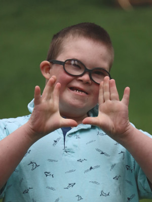 special needs boy happy