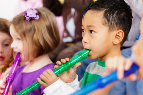 children playing recorder